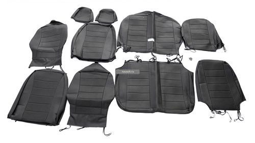 Чехлы сидений УАЗ Хантер (черная экокожа) (завод) - фото 18148